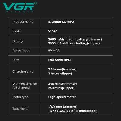 ست ماشین اصلاح وی جی ار مدل VGR v-640 S2